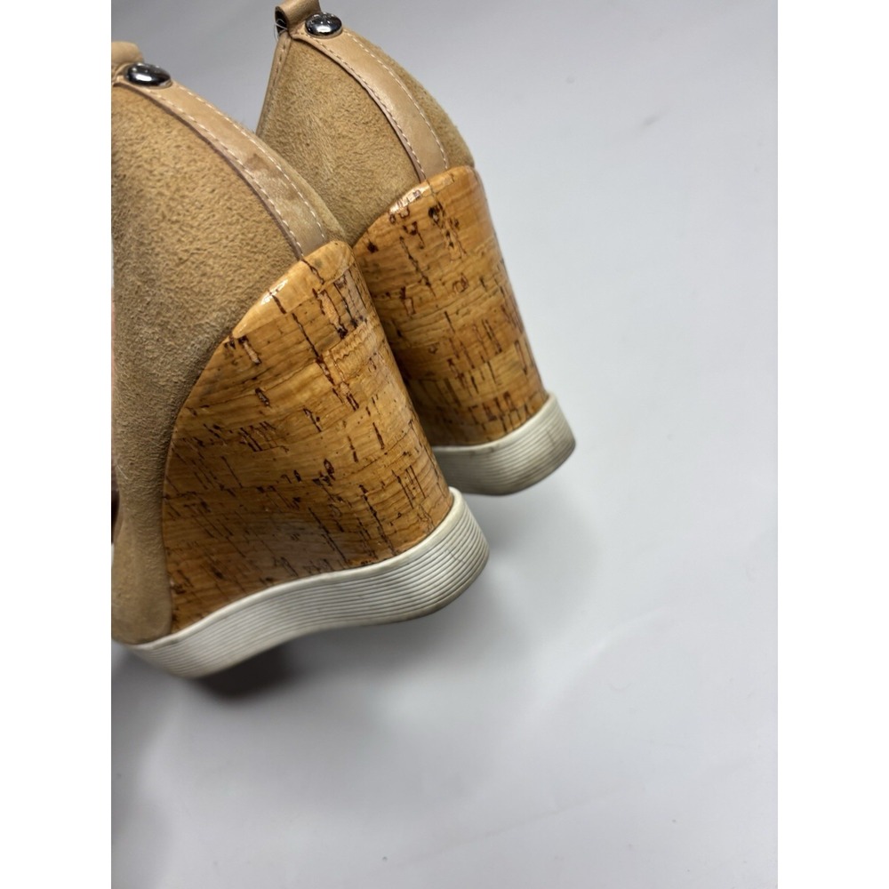 Donald J Pliner Carli Brown Suede Peep Toe Cork Wedge Heel Shoes Womens US 8M - Picture 6 of 9